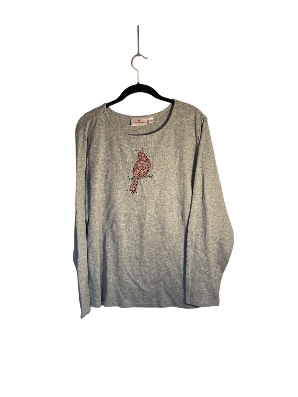 Quacker factory red cardinal, thermal net, long sleeve shirt, XL